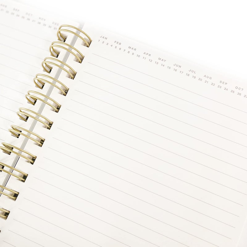 Graphique Classic Charm Hard Cover Journal w/ Elegant Black and White Stripes & "Happy Thoughts" in Embellished Gold Foil Across the Cover, 160 Ruled Pages, 6.25" x 8.25" x 1" - Image 2